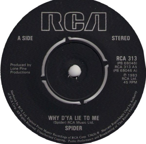 Spider - Why D'ya Lie To Me - Used Vinyl Record 7" image 3