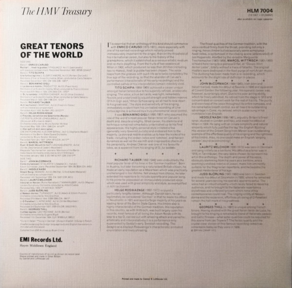 Various - Great Tenors Of The World - Used Vinyl Record lp image 2