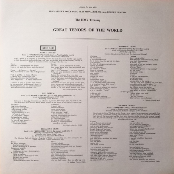 Various - Great Tenors Of The World - Used Vinyl Record lp image 5