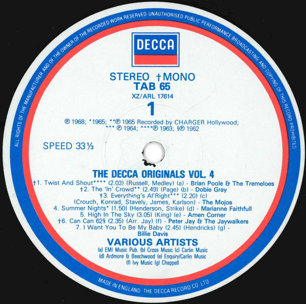 Various - Decca Originals - Volume 4 - Used Vinyl Record image 3