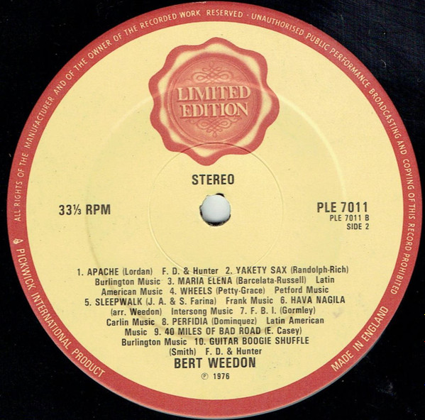 Bert Weedon - Guitar Gold ('s 20 Greatest Hits) - Used Vinyl Record image 4