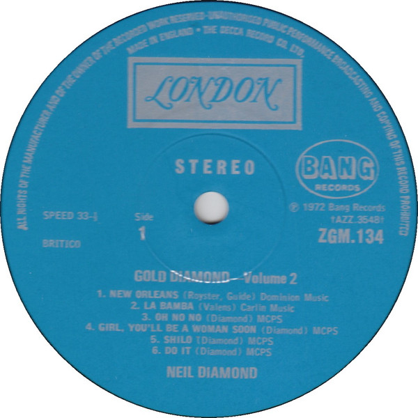 Neil Diamond - Gold Diamond Volume 2 - Used Vinyl Record image 3