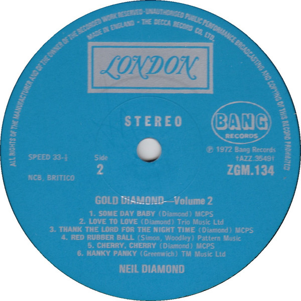 Neil Diamond - Gold Diamond Volume 2 - Used Vinyl Record image 4