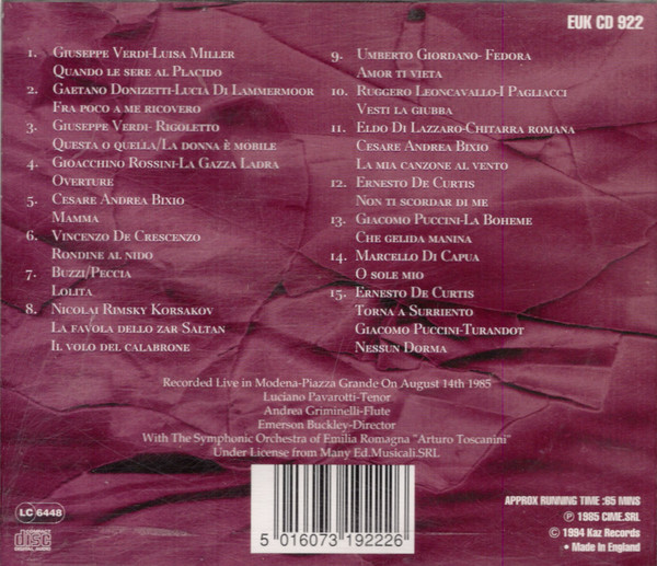 Luciano Pavarotti - Nessun Dorma - The Best Of - Used CD image 2