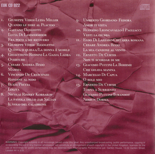 Luciano Pavarotti - Nessun Dorma - The Best Of - Used CD image 4