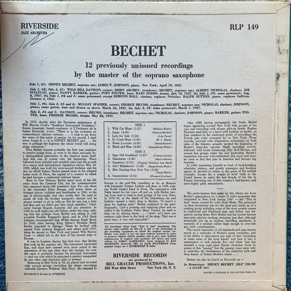 Sidney Bechet - Bechet (12 Previously Unissued Recordings By The Master image 2
