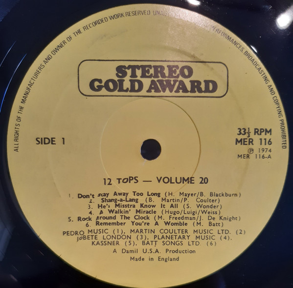 Unknown Artist - 12 Tops  - Volume 20 - Used Vinyl Record image 3