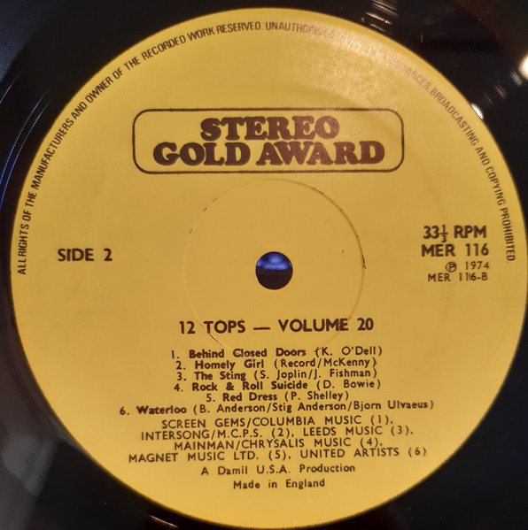 Unknown Artist - 12 Tops  - Volume 20 - Used Vinyl Record image 4