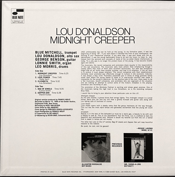 Lou Donaldson - Midnight Creeper - Vinyl Record lp image 2