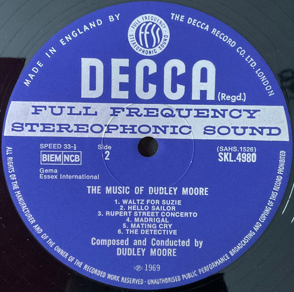 Dudley Moore - Music Of - Used Vinyl Record image 4