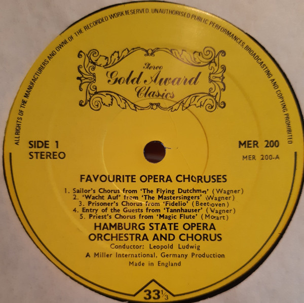 Orchester Der Staats - Favourite Opera Choruses - Used Vinyl Record image 3