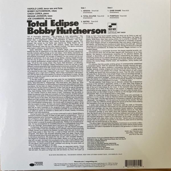 Bobby Hutcherson - Total Eclipse - Vinyl Record lp image 4