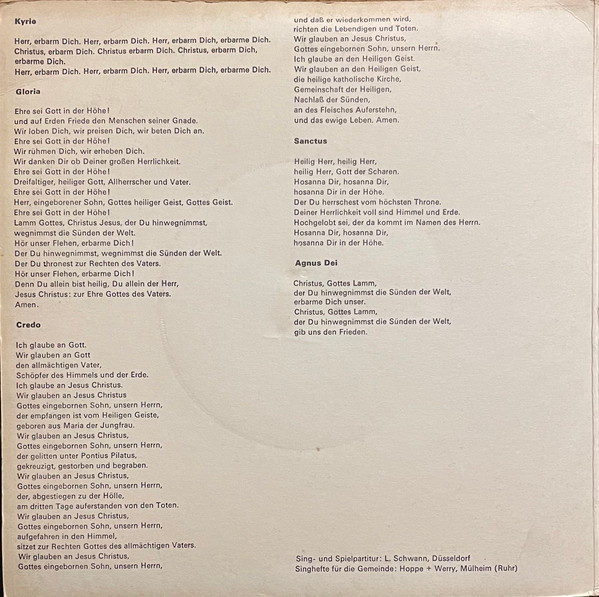 Various - Erste Duisburger Messe Fur Combo, Schola Und Gemeinde - Us image 3