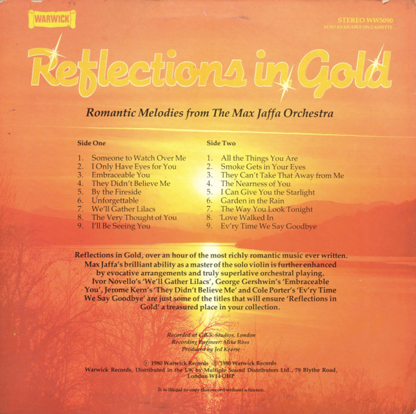 Max Jaffa Orchestra - Reflections In Gold - Used Vinyl Record image 2