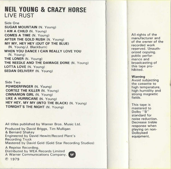 Neil Young & Crazy H - Live Rust - Used cass image 4