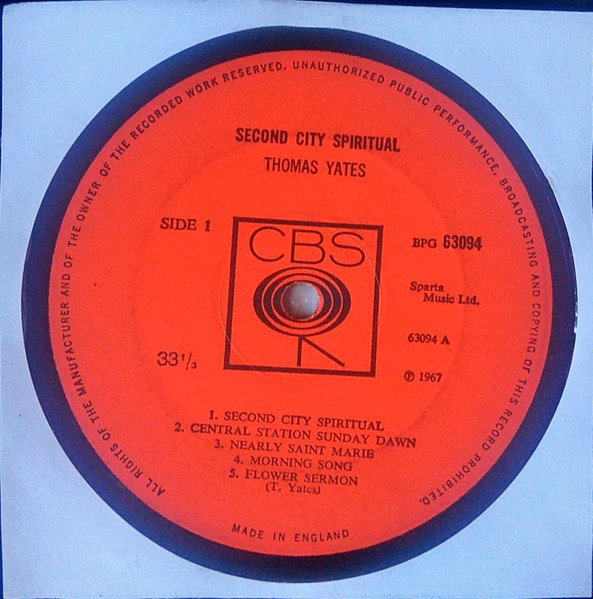 Thomas Yates - Second City Spiritual - Used Vinyl Record image 3