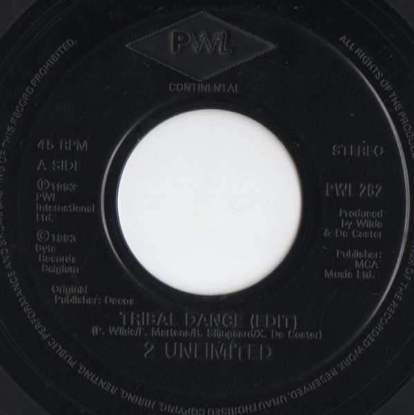 2 Unlimited - Tribal Dance - Used Vinyl Record 7" image 2