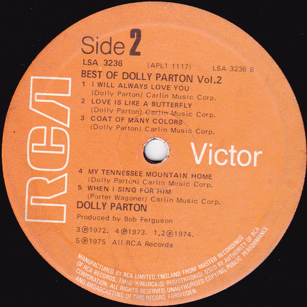 Dolly Parton - Best Of Vol.2 - Used Vinyl Record image 4