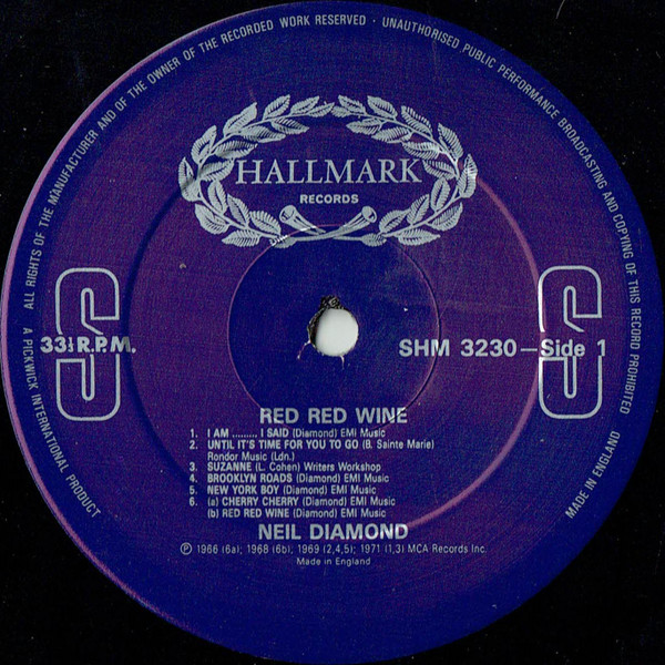 Neil Diamond - Red, Red Wine - Used Vinyl Record image 3
