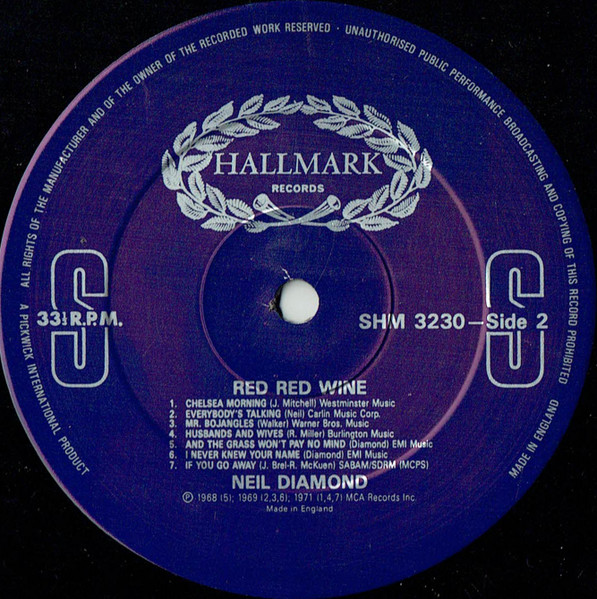 Neil Diamond - Red, Red Wine - Used Vinyl Record image 4