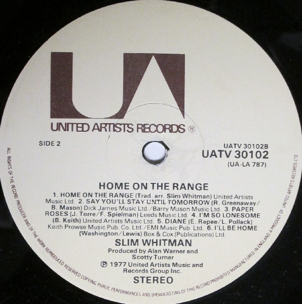Slim Whitman - Home On The Range - Used Vinyl Record image 4
