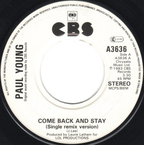 Paul Young - Come Back And Stay (Single Remix Version) - Used Vinyl Reco image 5