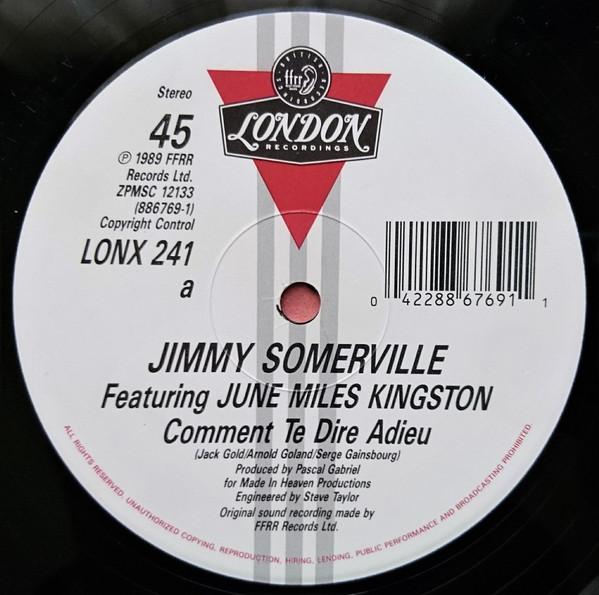 Jimmy Somerville - Comment Te Dire Adieu - Used Vinyl Record 12" image 5