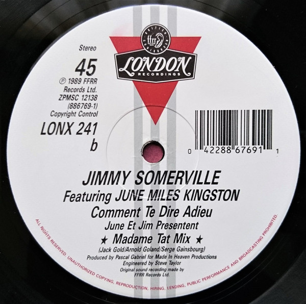 Jimmy Somerville - Comment Te Dire Adieu - Used Vinyl Record 12" image 6