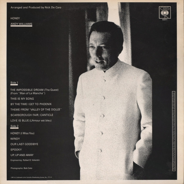 Andy Williams - Honey - Used Vinyl Record image 2