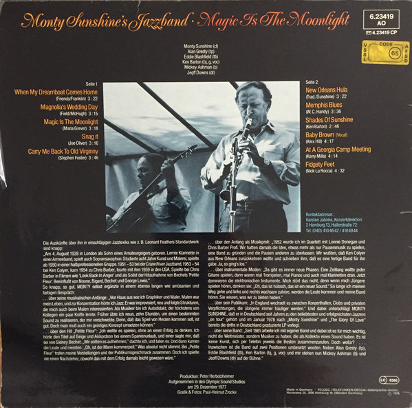 Monty Sunshine's Jaz - Magic Is The Moonlight - Used Vinyl Record image 2