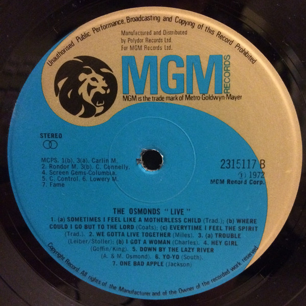 Osmonds - Live - Used Vinyl Record image 4
