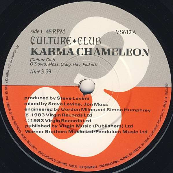 Culture Club - Karma Chameleon - Used Vinyl Record 7" image 3