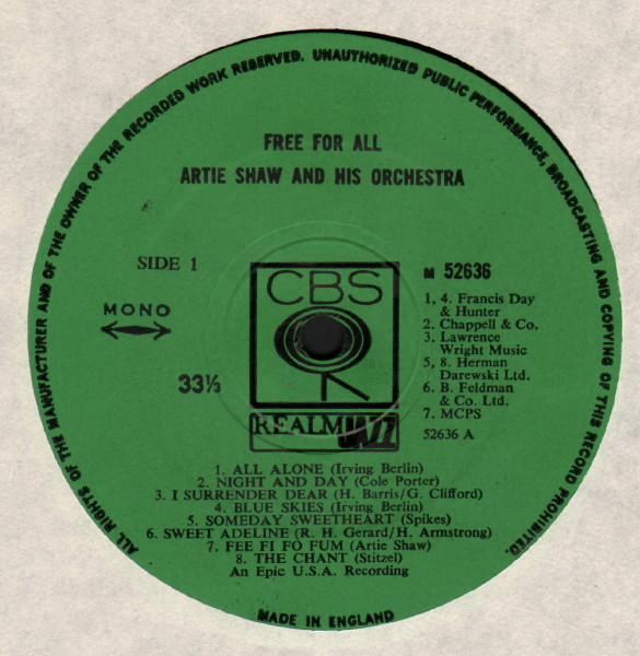 Artie Shaw And His O - Free For All - Used Vinyl Record image 3