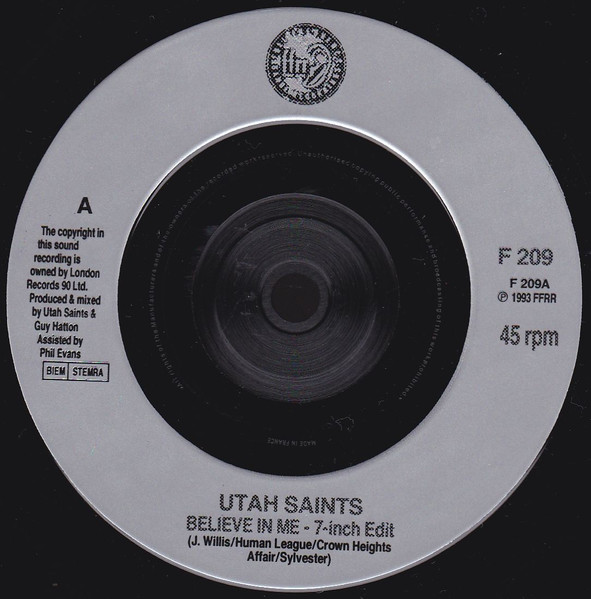 Utah Saints - Believe In Me - Used Vinyl Record 7" image 3