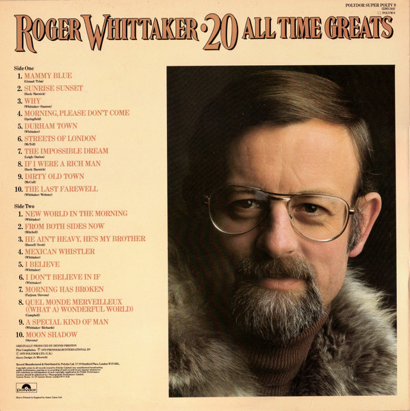 Roger Whittaker - 20 All Time Greats - Used Vinyl Record image 3