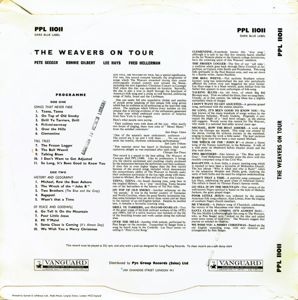 Weavers - On Tour - Used Vinyl Record image 2