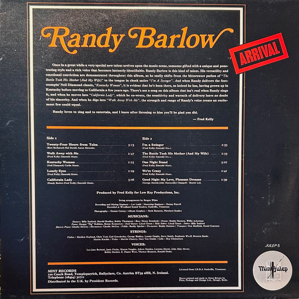 Randy Barlow - Arrival - Used Vinyl Record image 2