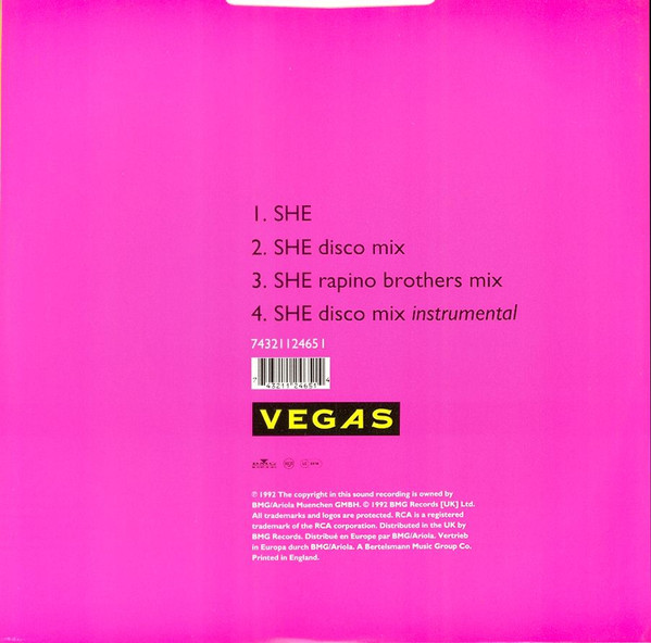 Vegas (8) - She - Used Vinyl Record 12" image 2