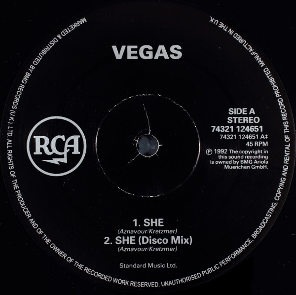 Vegas (8) - She - Used Vinyl Record 12" image 3