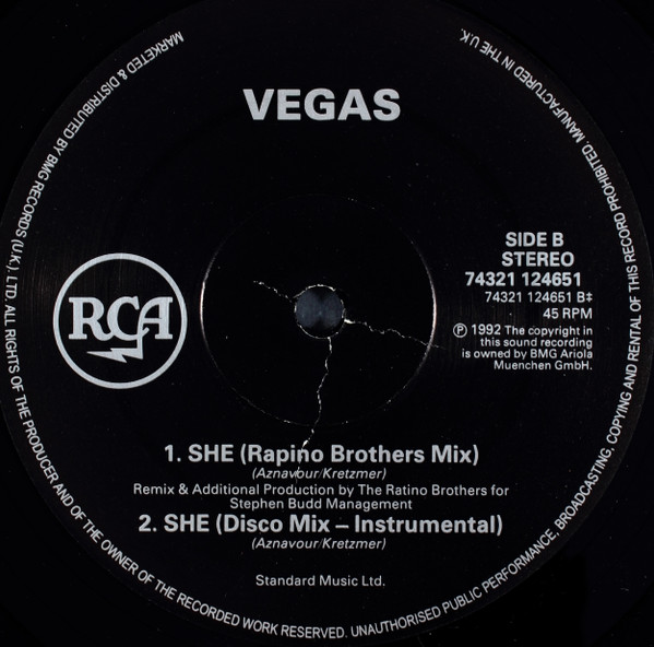 Vegas (8) - She - Used Vinyl Record 12" image 4