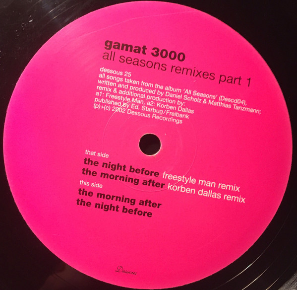Gamat 3000 - All Seasons Remixes Part 1 - Used Vinyl Record 12" image 2