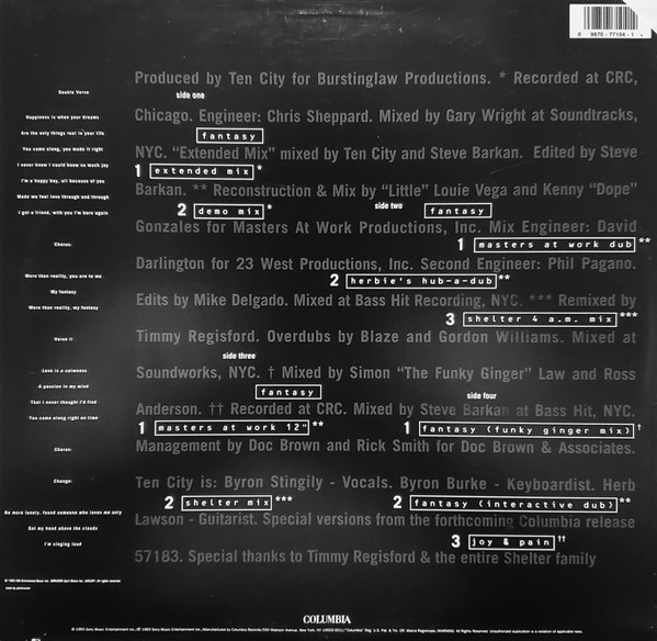 Ten City - Fantasy - Used Vinyl Record 12" image 2