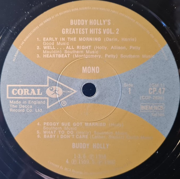 Buddy Holly - 's Greatest Hits Volume Two - Used Vinyl Record image 3