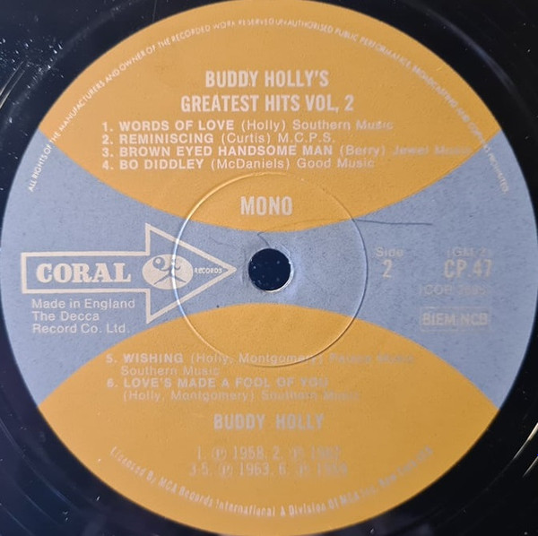 Buddy Holly - 's Greatest Hits Volume Two - Used Vinyl Record image 4