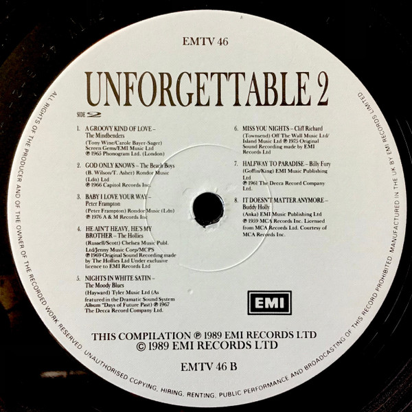 Various - Unforgettable 2 - 17 Classic Songs Of Love - Used Vinyl Record image 4