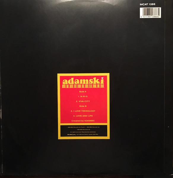Adamski - N-R-G - Used Vinyl Record 12" image 2