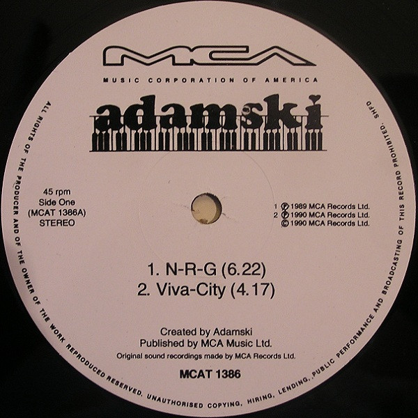 Adamski - N-R-G - Used Vinyl Record 12" image 3