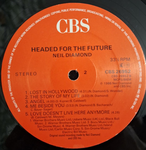 Neil Diamond - Headed For The Future - Used Vinyl Record image 6