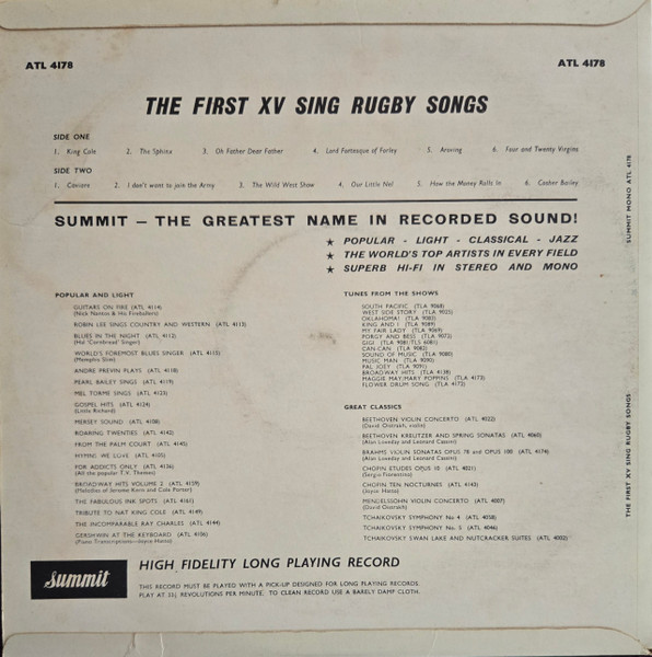 First XV - Rugger Ditties - Used Vinyl Record image 2