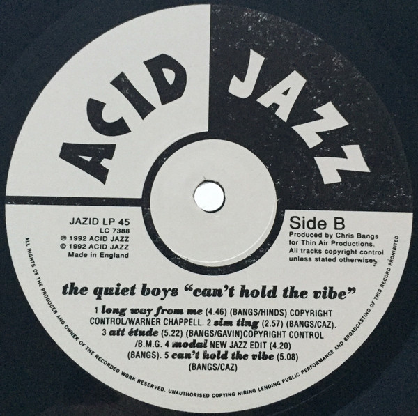 Quiet Boys - Can't Hold The Vibe - Used Vinyl Record image 4